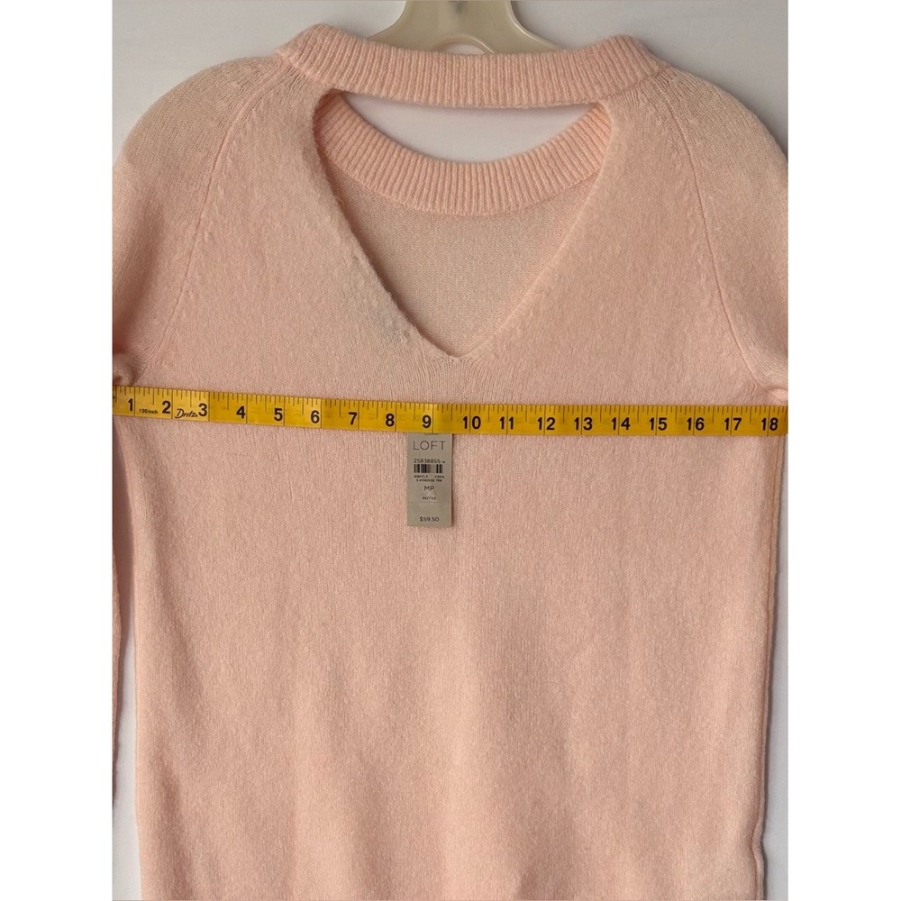 LOFT Petites Peach Cutout V-Back Choker Neck Knit Sweater MP NWT - Picture 6 of 7